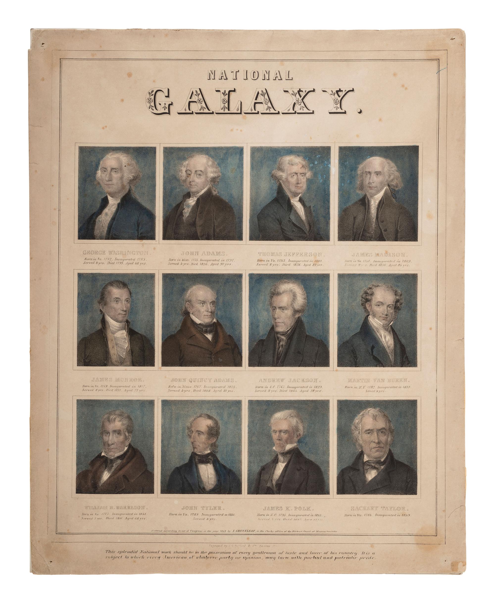 [PRESIDENTS]. GREENLEAF, J., publisher. National Galaxy.