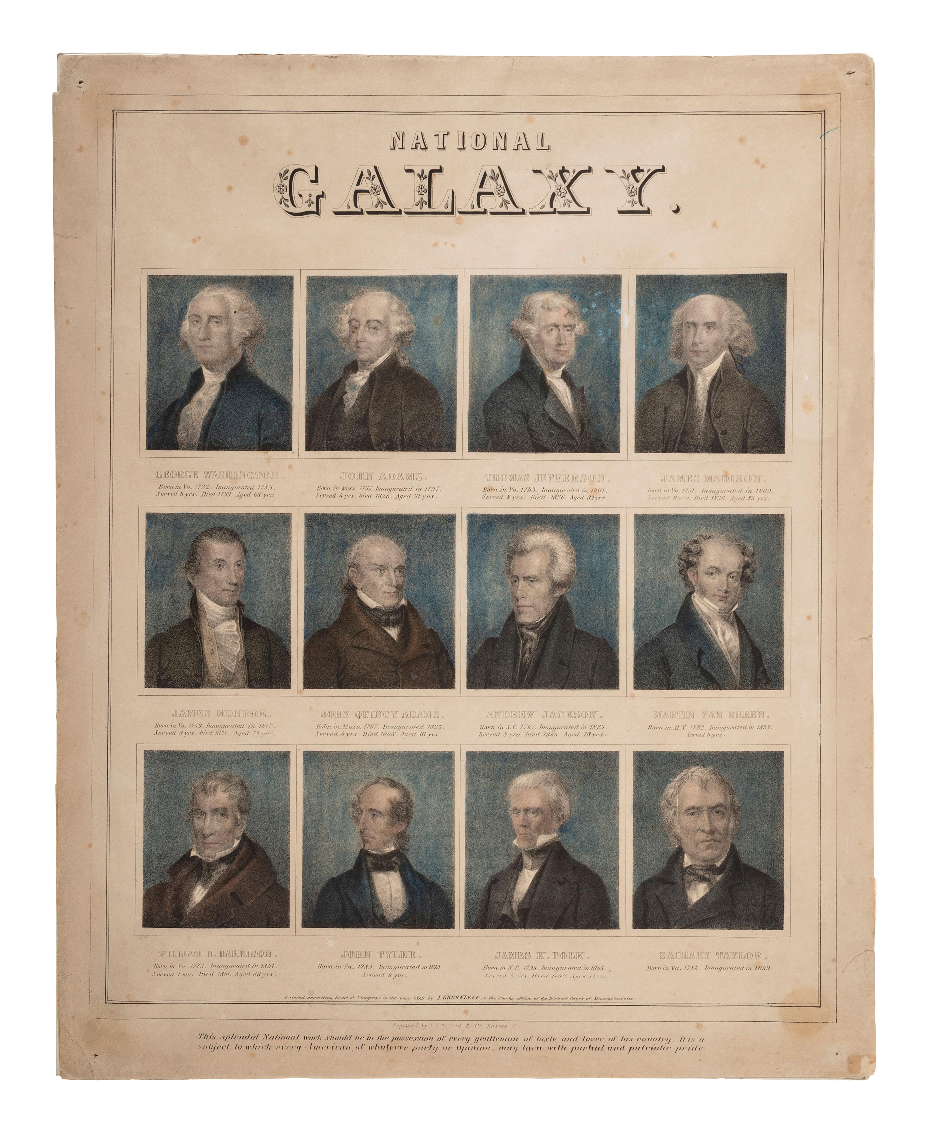 [PRESIDENTS]. GREENLEAF, J., publisher. National Galaxy.