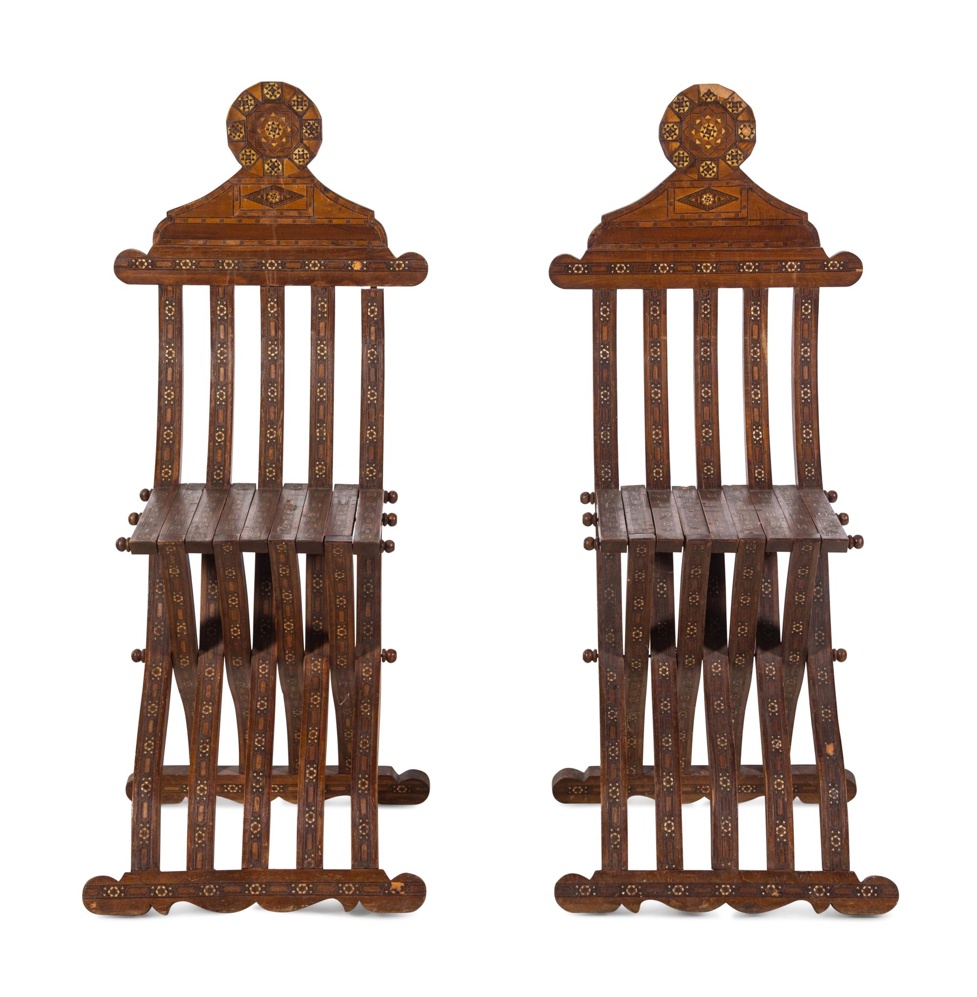 A Pair of Syrian Bone-Inlaid Chairs