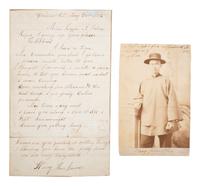 [WESTERN AMERICANA]. A cabinet card and autograph letter signed by an identified Chinese miner working in Deadwood, South Dakota.