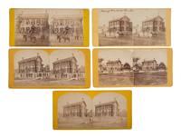 [LINCOLN, Abraham (1809-1865)]. 5 stereoviews featuring the Lincoln home in Springfield, incl. 4 views of the home draped in mourning.
