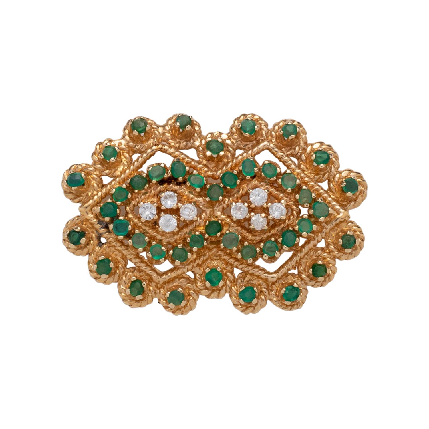 YELLOW GOLD, EMERALD AND DIAMOND SET