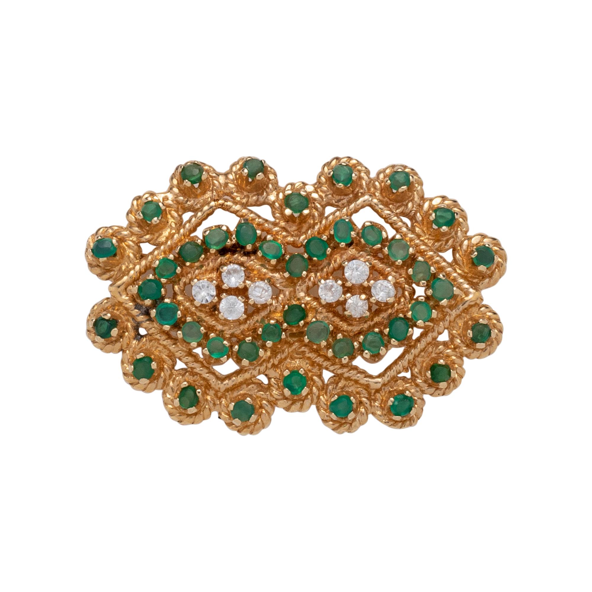 YELLOW GOLD, EMERALD AND DIAMOND SET