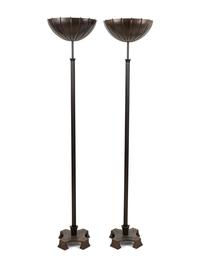 A Pair of Brass and Copper Torchères After the Design by Eliel Saarinen