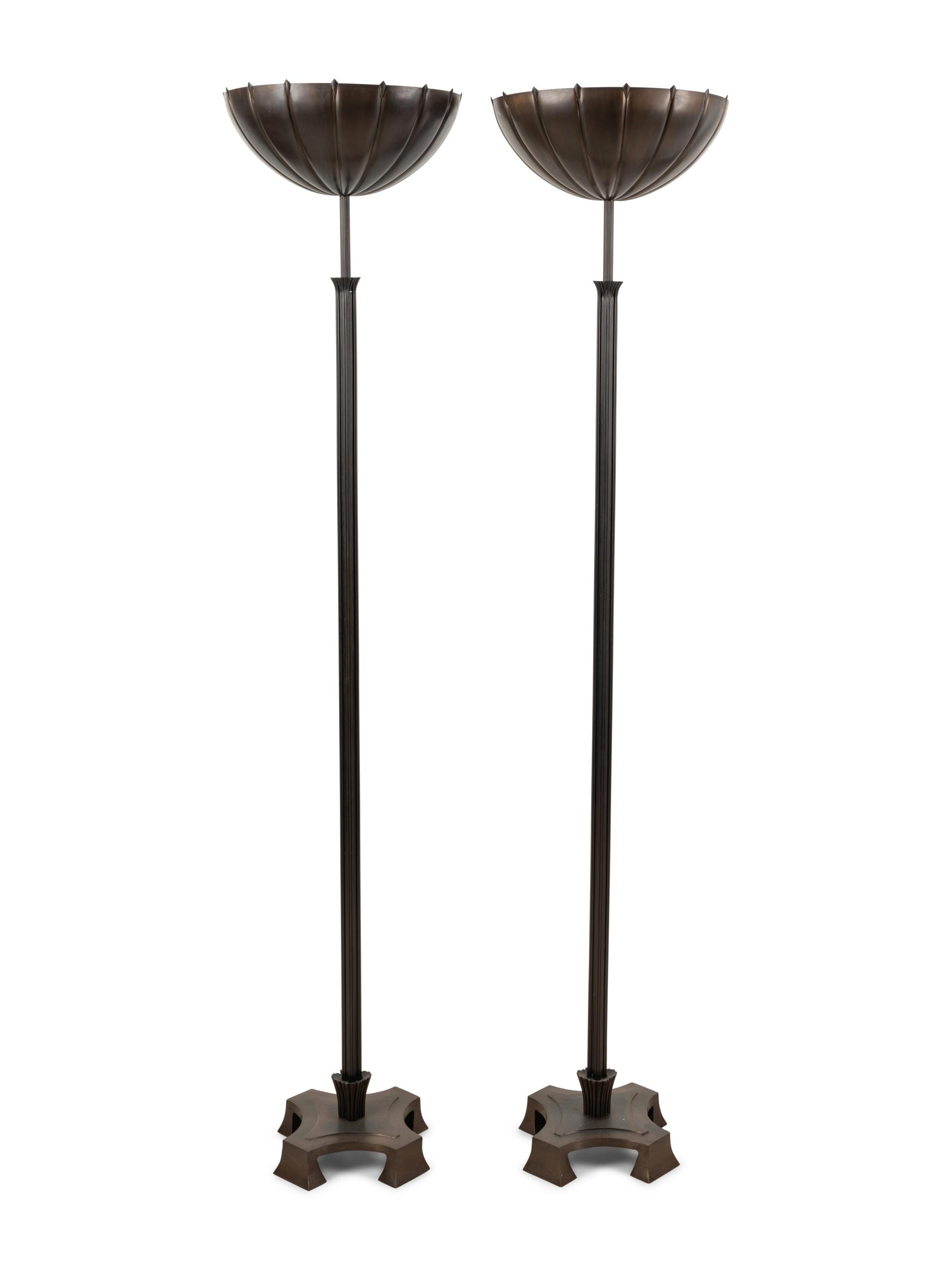 A Pair of Brass and Copper Torchères After the Design by Eliel Saarinen
