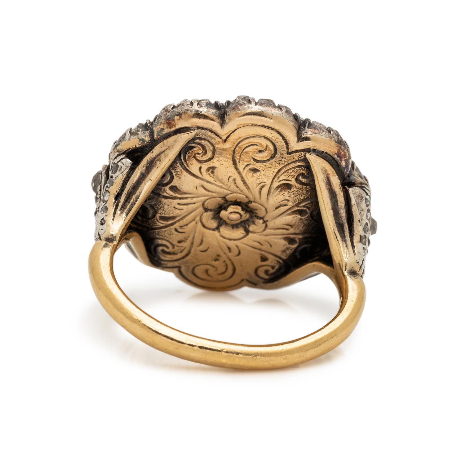 SILVER-TOPPED GOLD AND DIAMOND RING