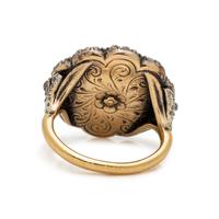 SILVER-TOPPED GOLD AND DIAMOND RING