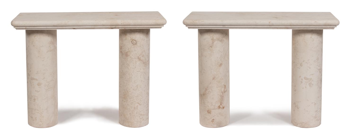 A Pair of Modern Marble Console Tables Height 36 x width 47 x depth 20 inches. — 20TH CENTURY