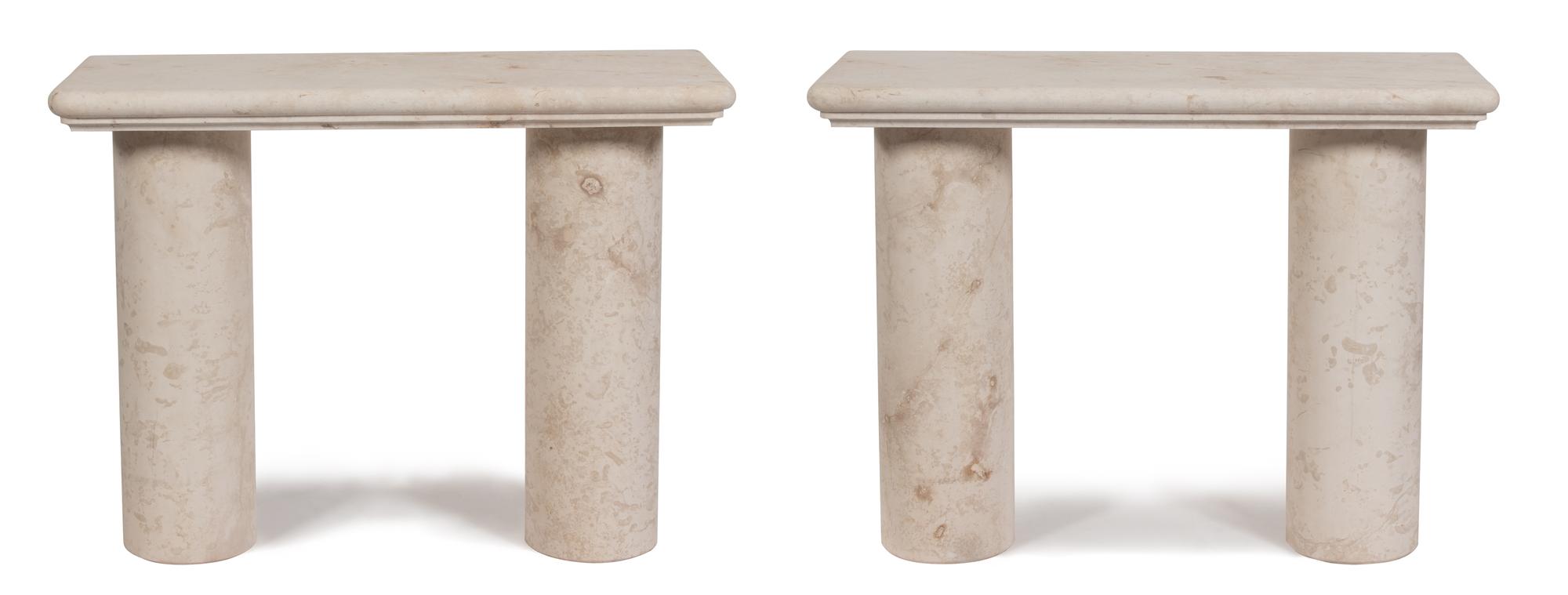 A Pair of Modern Marble Console Tables Height 36 x width 47 x depth 20 inches. — 20TH CENTURY