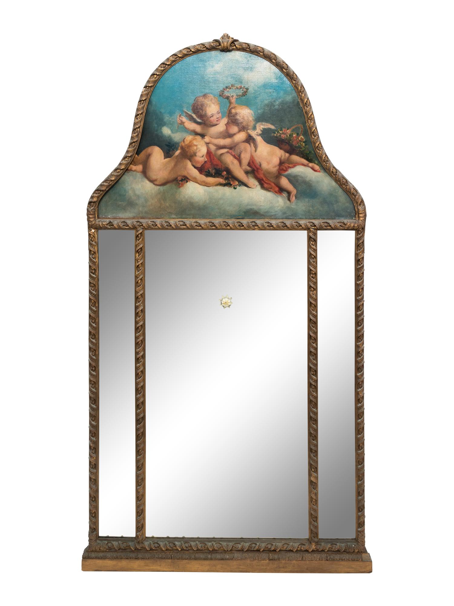 A Pair of Continetal Carved Giltwood Trumeau Mirrors — 19TH CENTURY