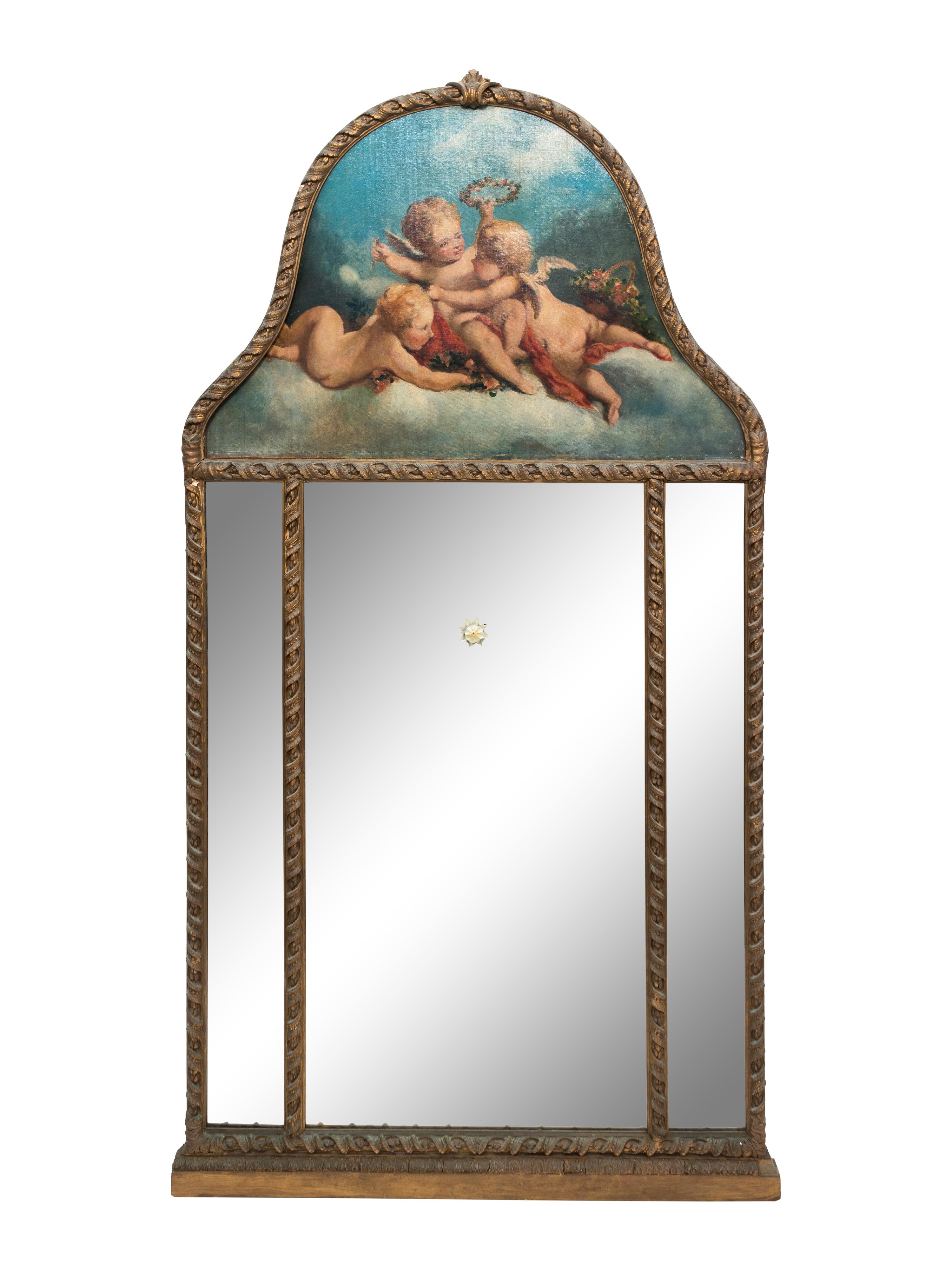 A Pair of Continetal Carved Giltwood Trumeau Mirrors — 19TH CENTURY