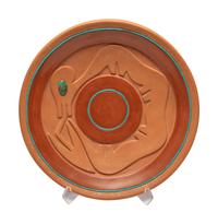 Micaceous Redware Pottery Plate, with Turquoise