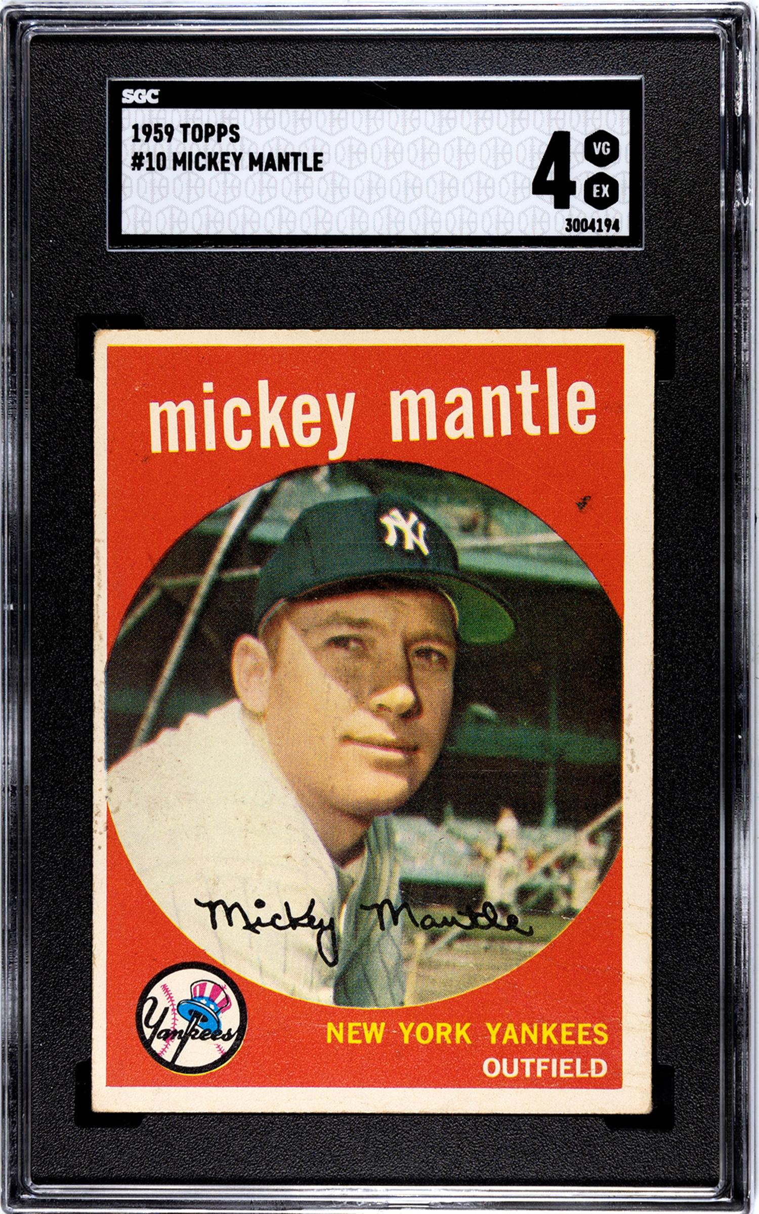 A 1959 Topps Mickey Mantle Baseball Card No. 10 (SGC 4 VG-EX)
