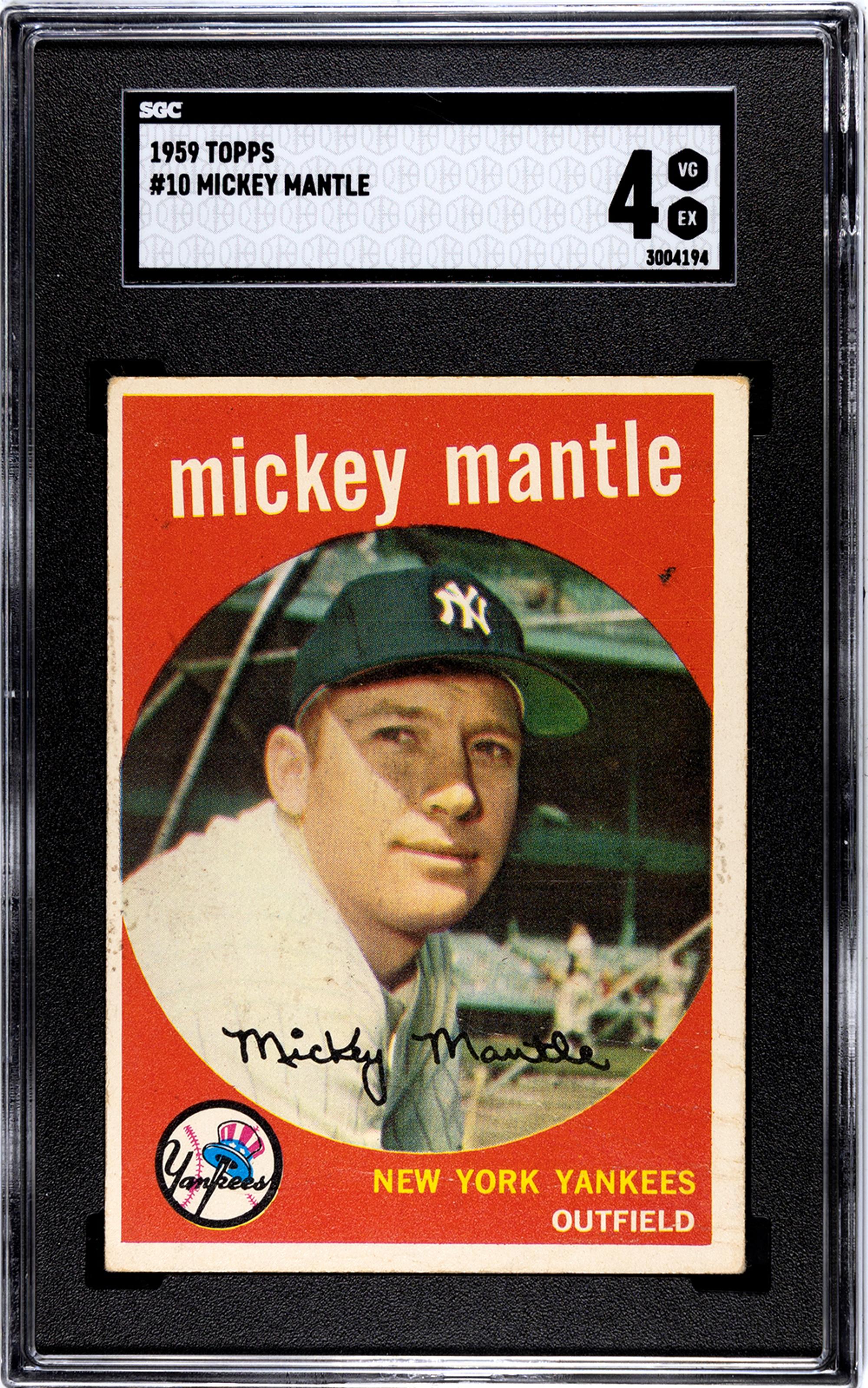 A 1959 Topps Mickey Mantle Baseball Card No. 10 (SGC 4 VG-EX)