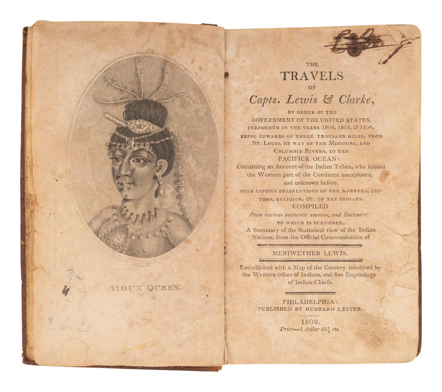 [LEWIS, Meriwether and William CLARK]. The Travels of Capts. Lewis & Clarke, by Order of the Government of the United States, performed in the years 1804, 1805 & 1806 . Philadelphia: Hubbard Lester, 1809.