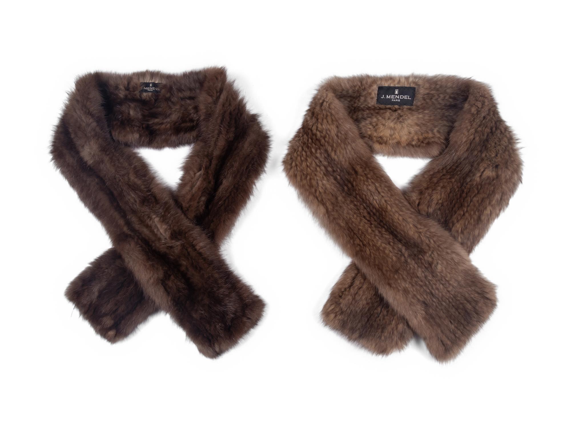 Two J. Mendel Knitted Sable Scarves
