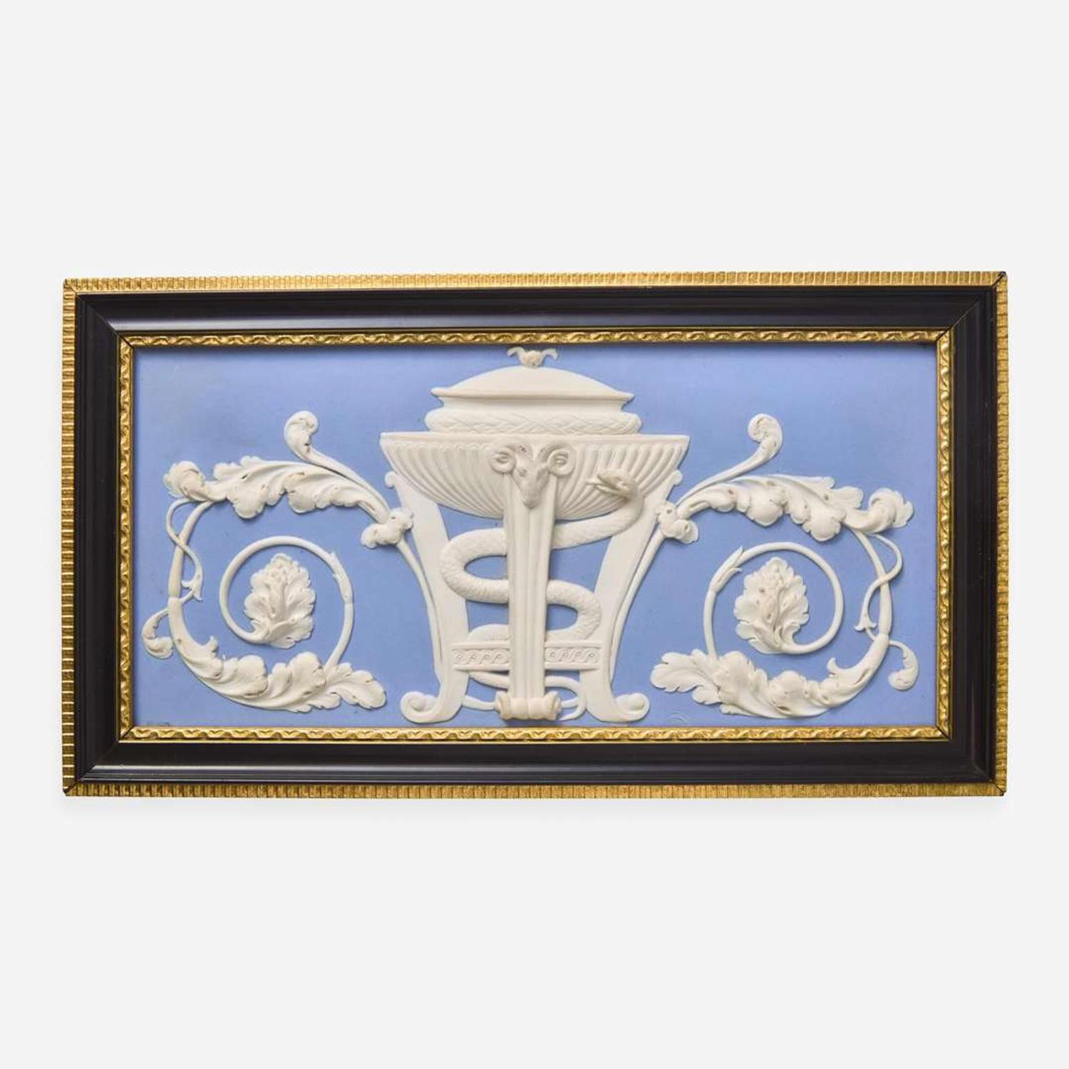 A Wedgwood Solid Blue Jasperware Architectural Plaque UK, late 19th century