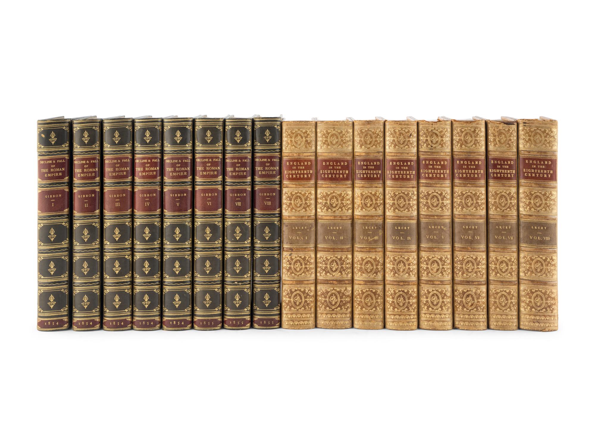 [BINDINGS] -- [HISTORY]. A group of 7 works, most in contemporary full leather bindings, including works related to history, comprising: