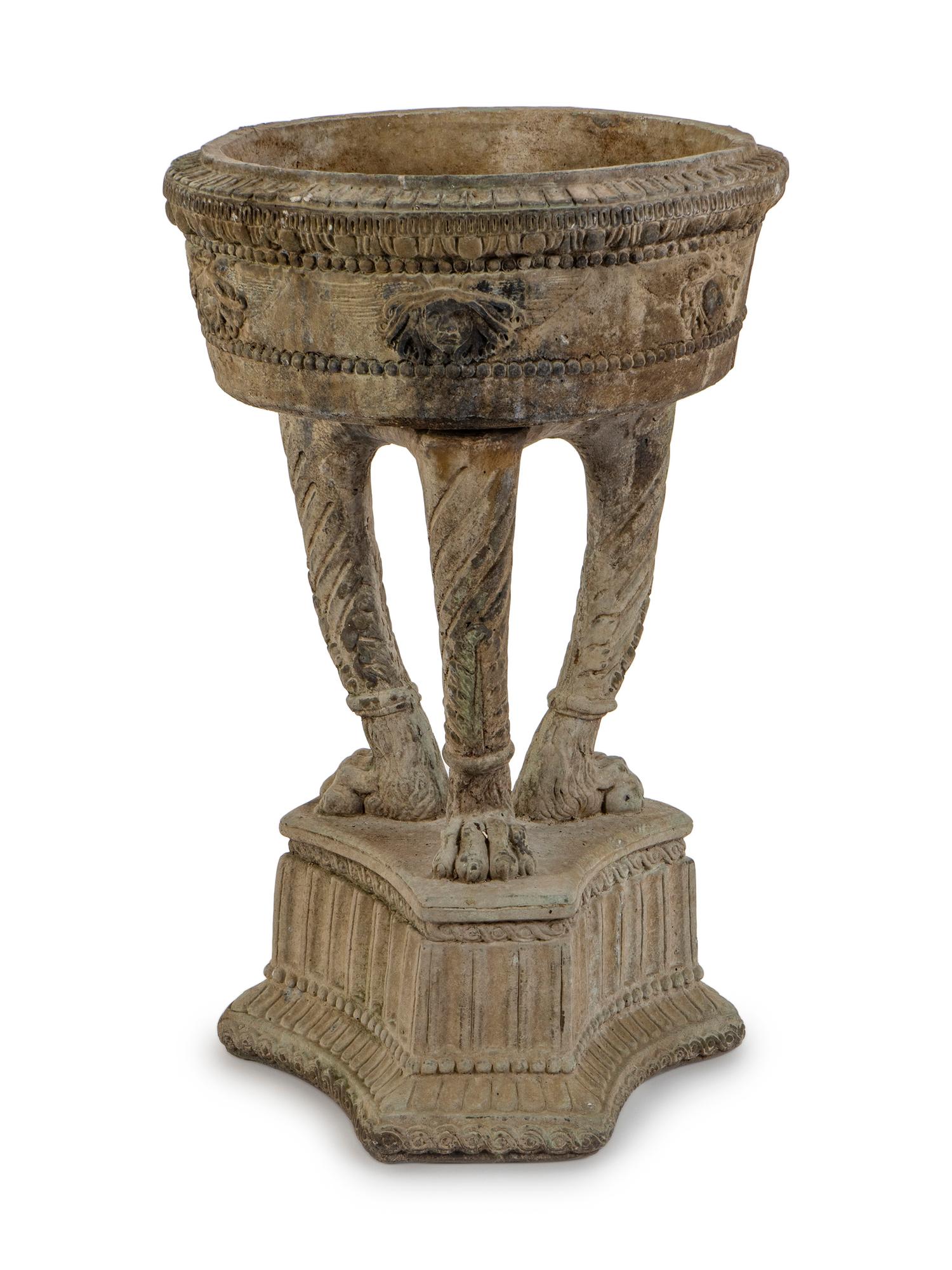 A Carved Stone Garden Jardiniere on a Tripartite Base — 20TH CENTURY