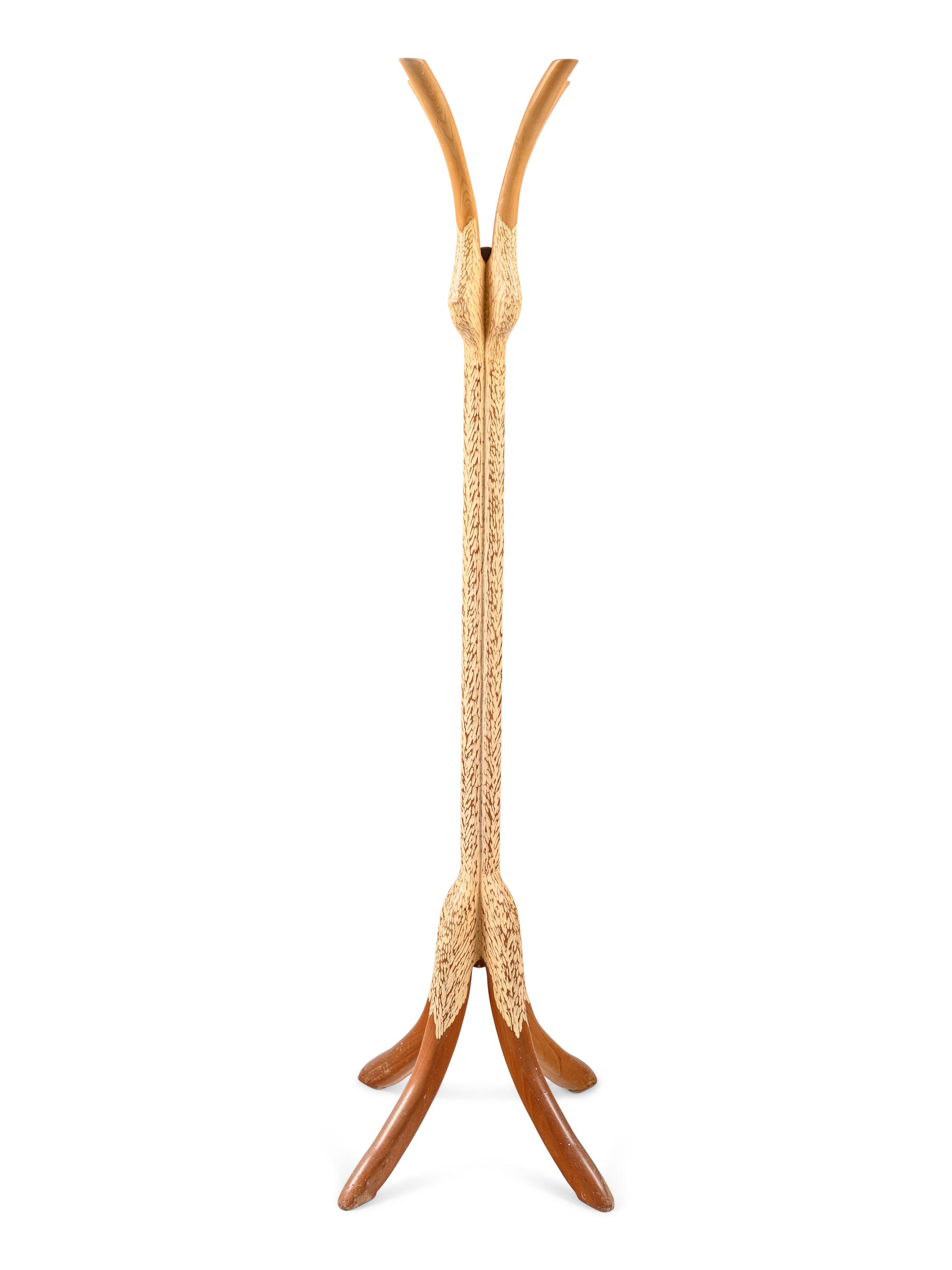 A Modern Carved and Painted Maple and Cherrywood Hat Stand