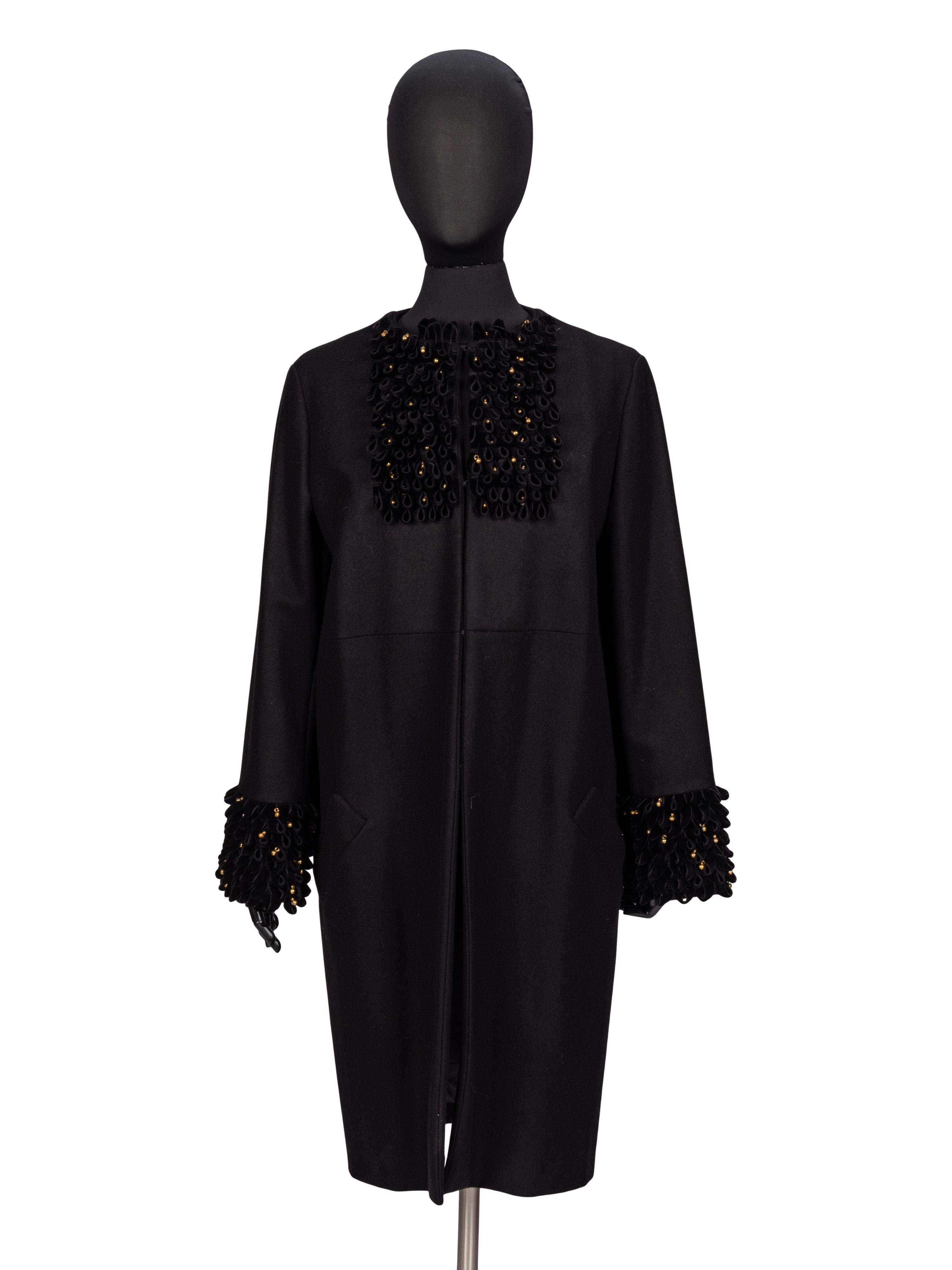 Stefano Pilati for Yves Saint Laurent Rive Gauche, Embellished Cashmere Coat