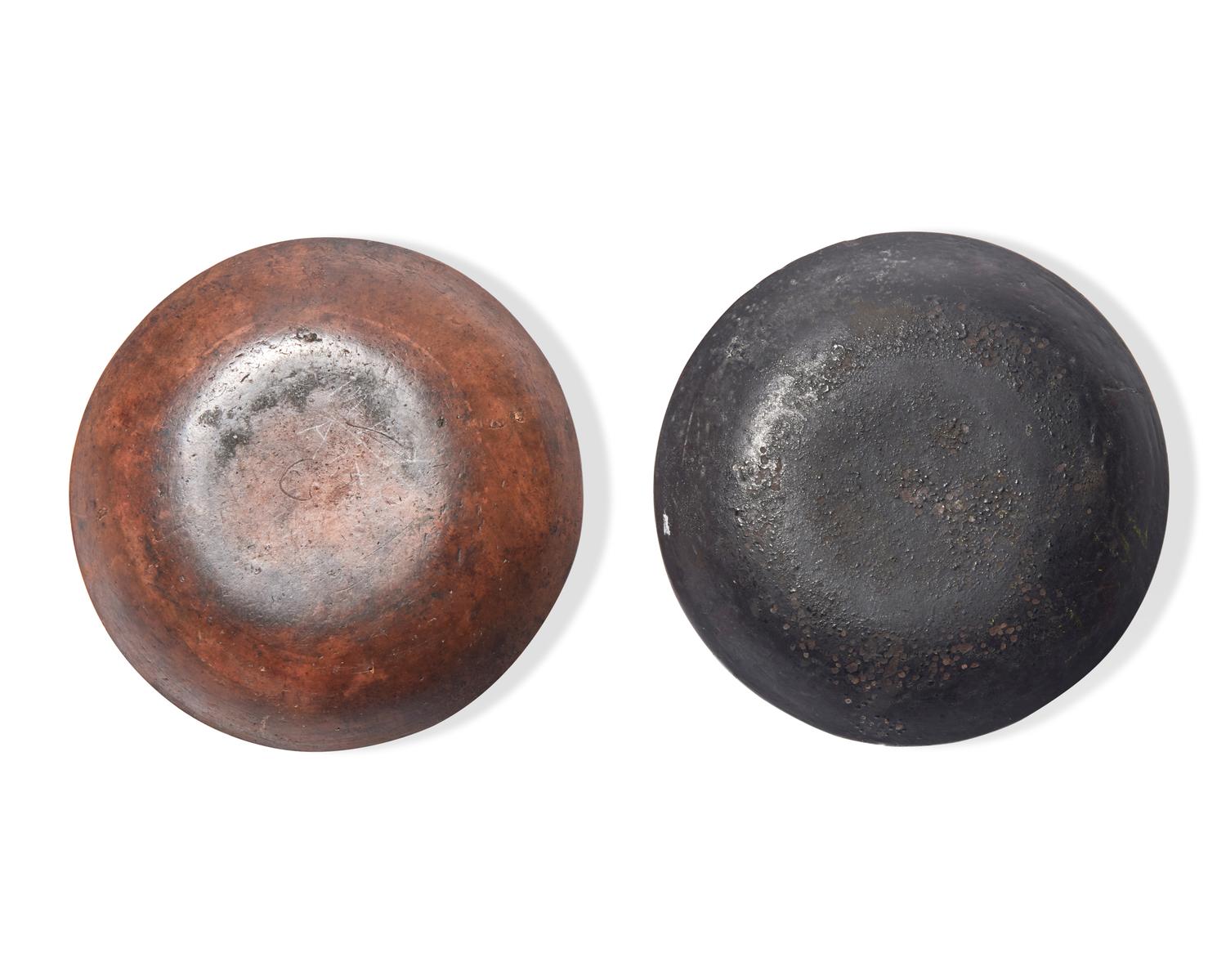 Two Small Glazed and Floral Slip-Decorated Redware Plates, Pennsylvania, 19th Century