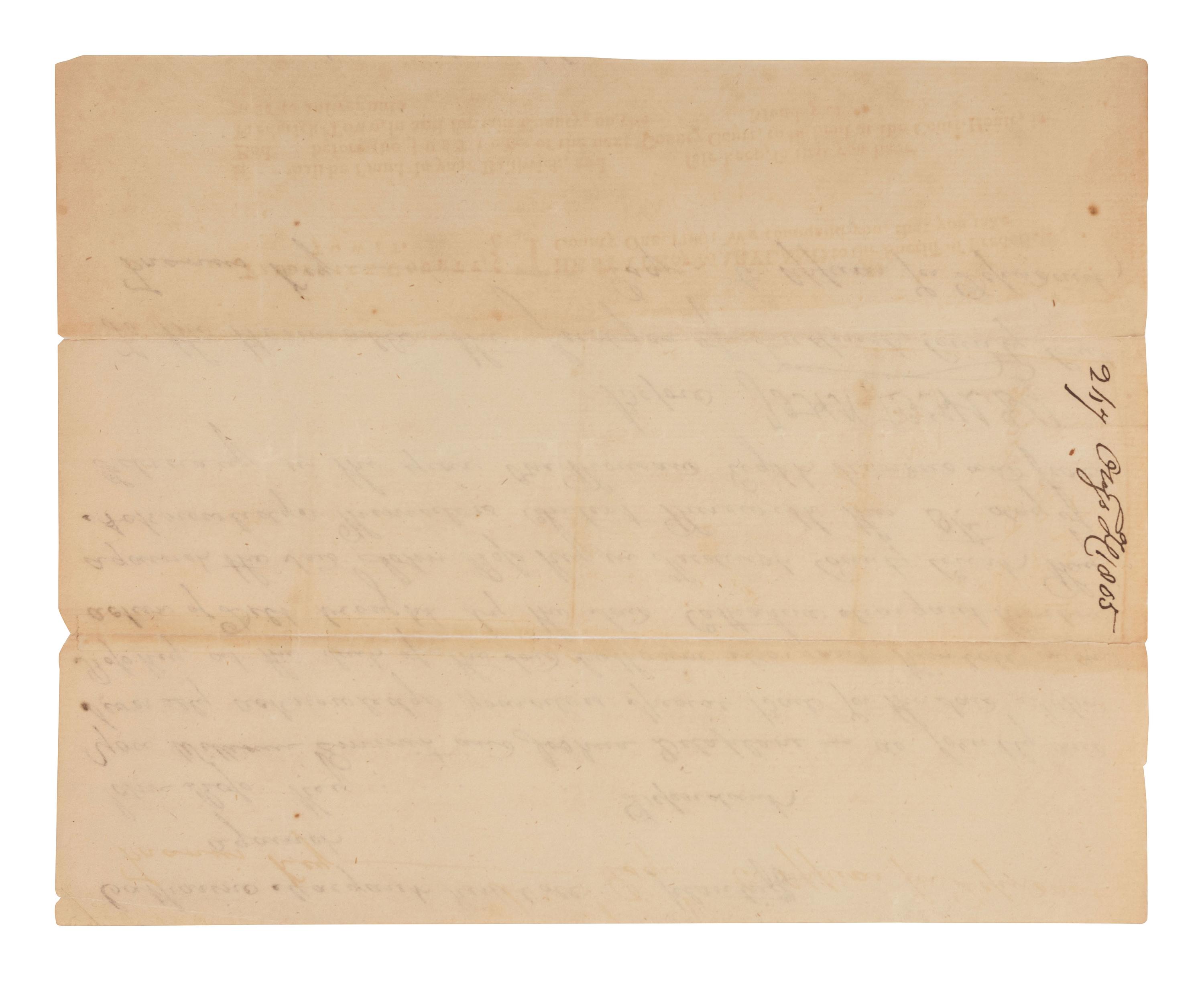 KEY, Francis Scott (1779-1843). Document signed ("Francis Key"), Frederick County [Maryland], February 1805.
