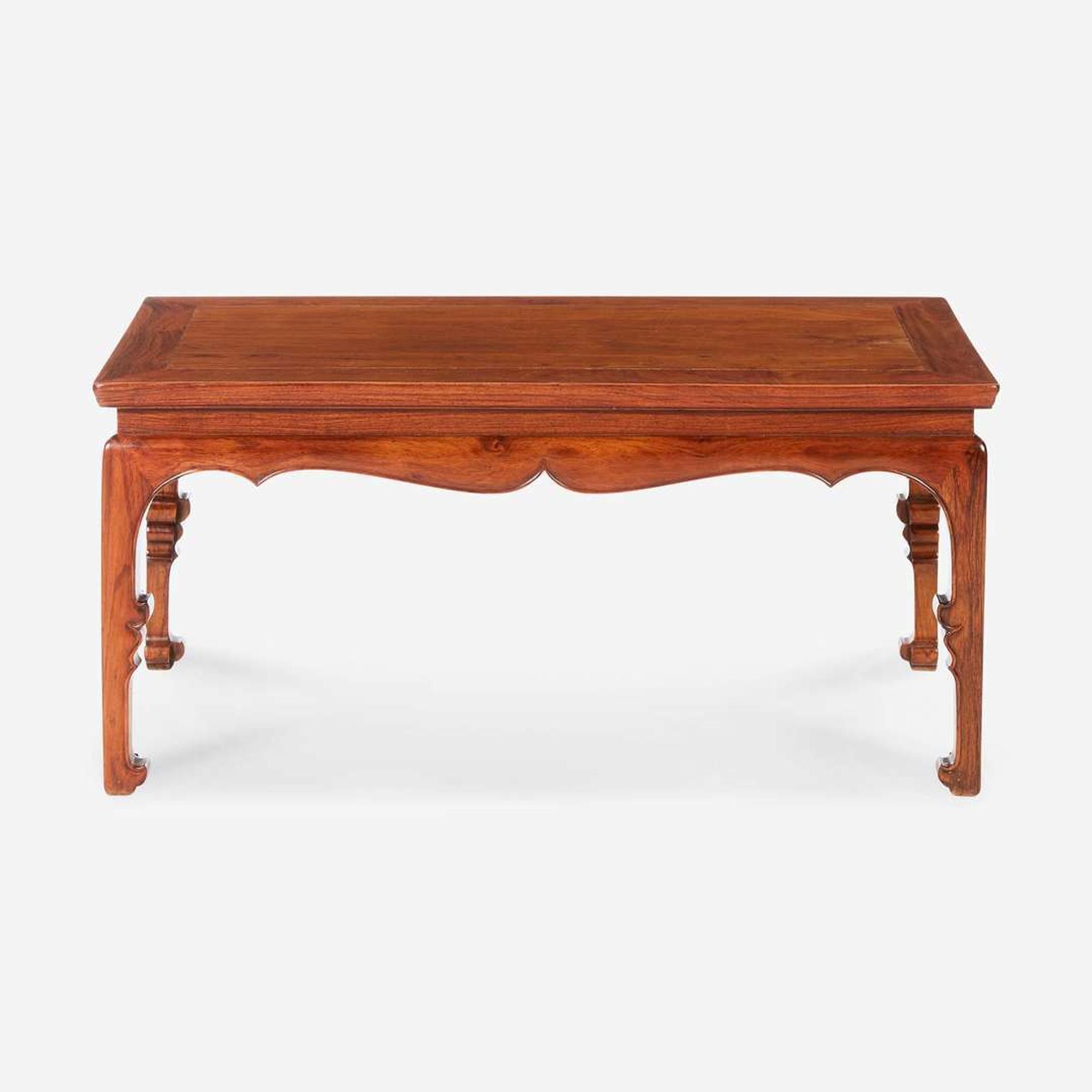 A Chinese Ming dynasty style carved hardwood low table 明式硬木矮方桌