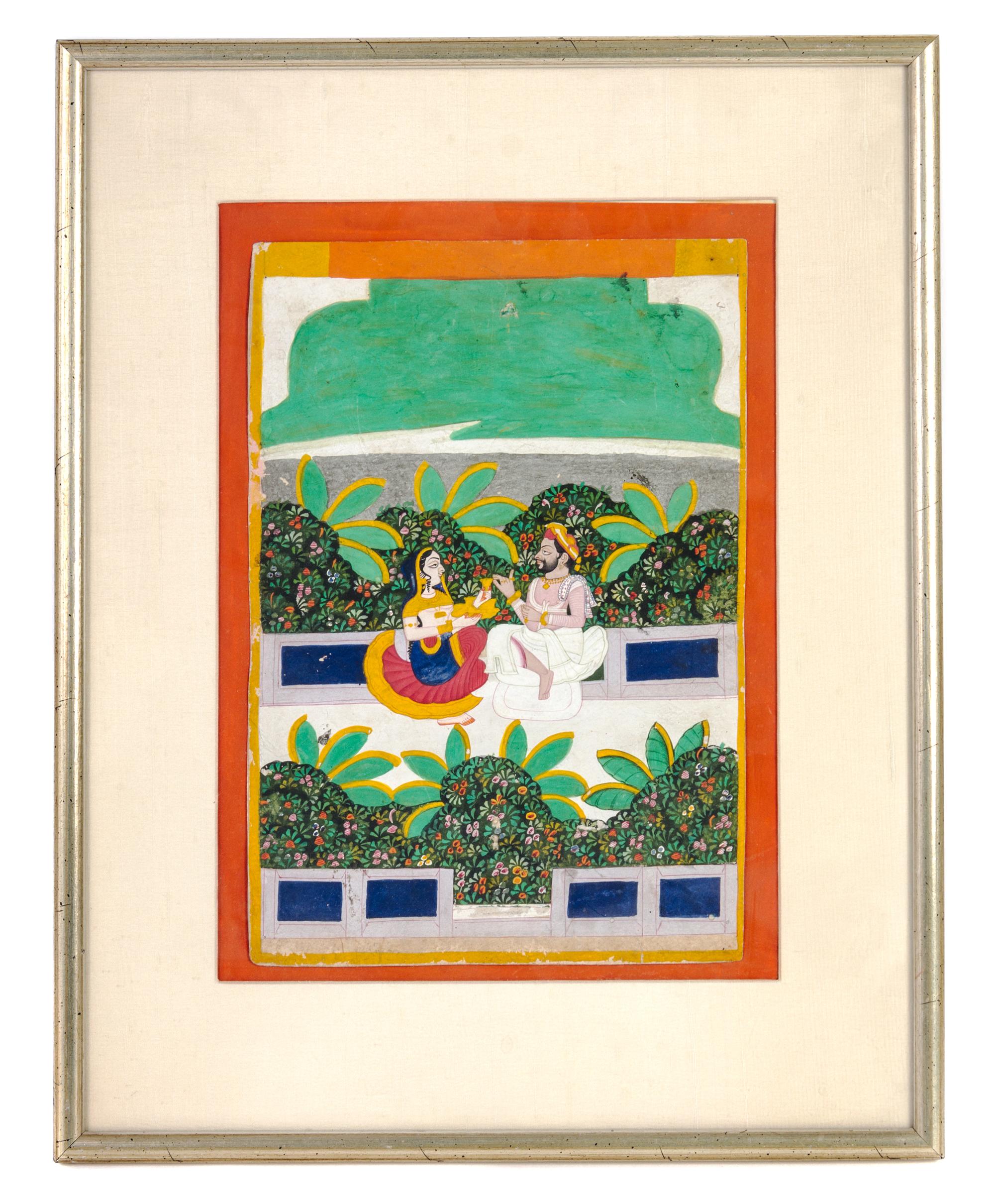 An Indian Painting on Paper Height 11 1/2 x width 7 7/8 inches.