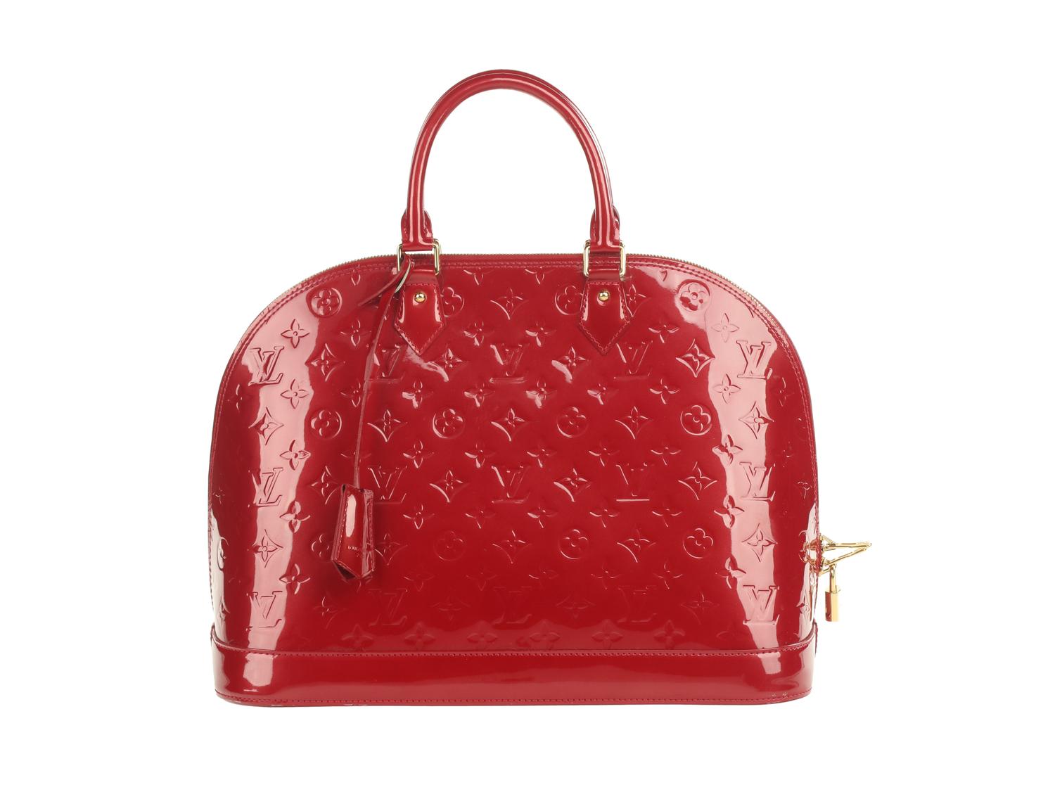 Louis Vuitton Red Patent Monogram Alma Handbag & Cosmetic Bag