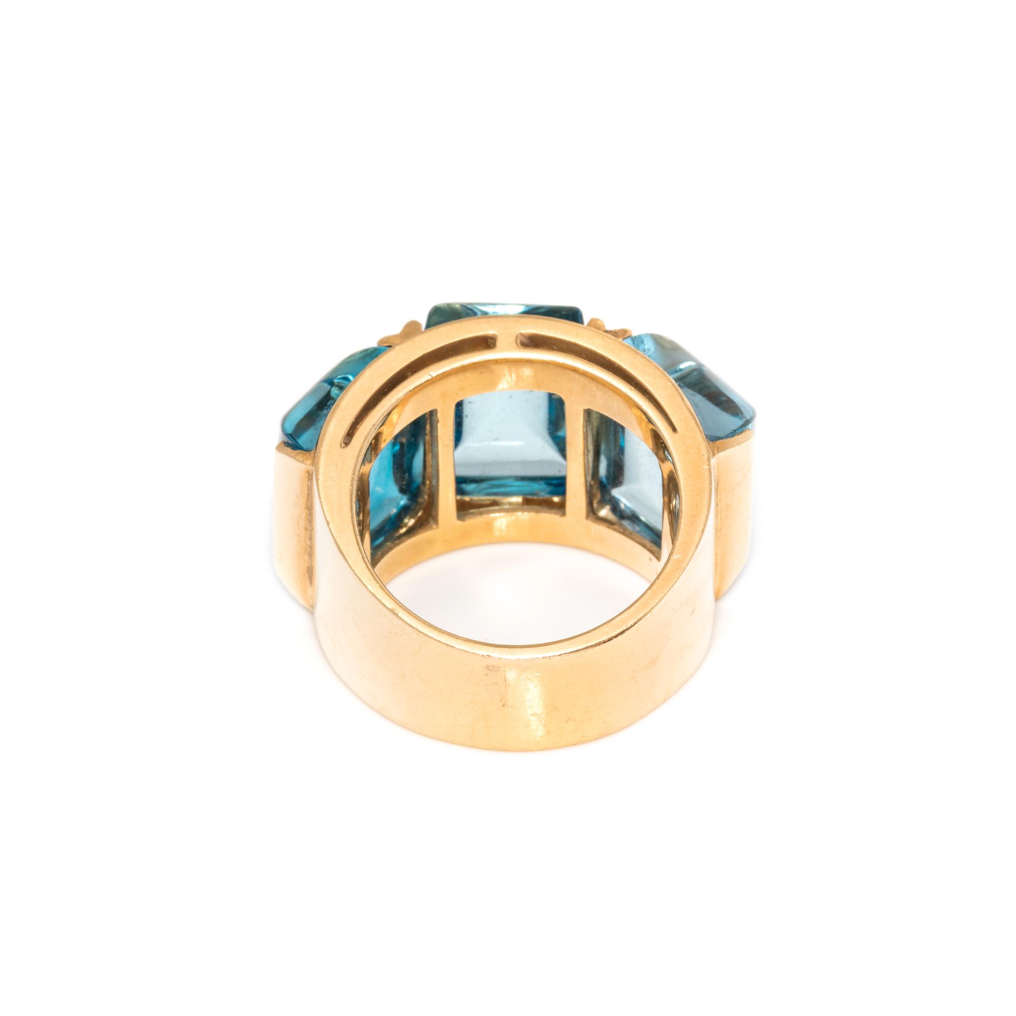 YELLOW GOLD AND BLUE TOPAZ RING