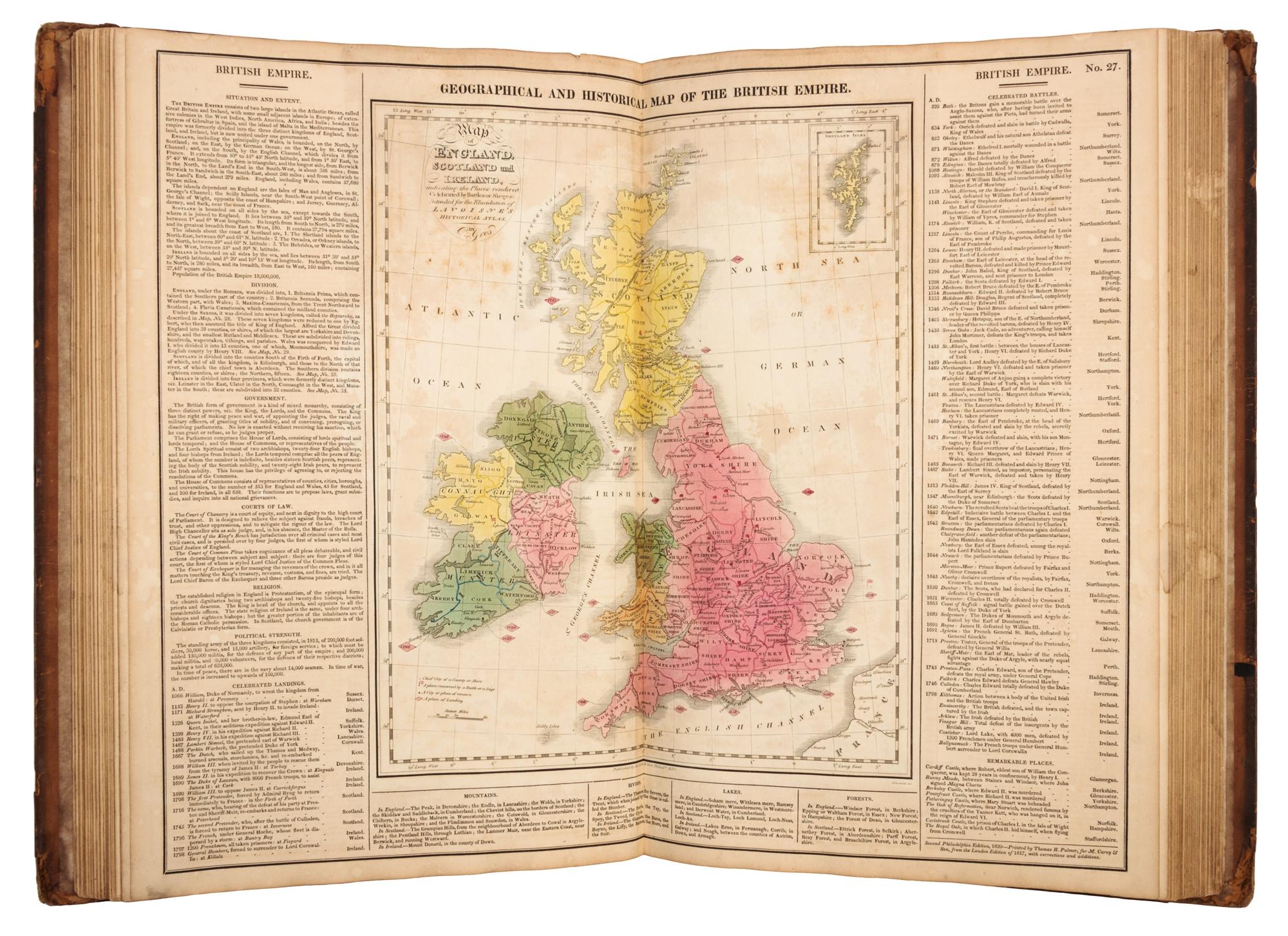 [LAVOISNE, M.]. A Complete Genealogical, Historical, Chronological, and Geographical Atlas. Philadelphia: Carey and Sons, 1820.