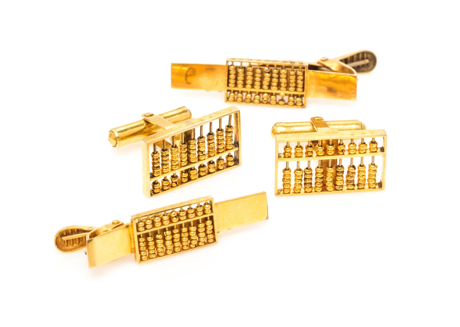 A Collection of 14 Karat Yellow Gold Abacus Accessories, 10.00 dwts.