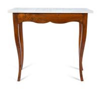 An Italian Burl Walnut Table with a Specimen Marble Top