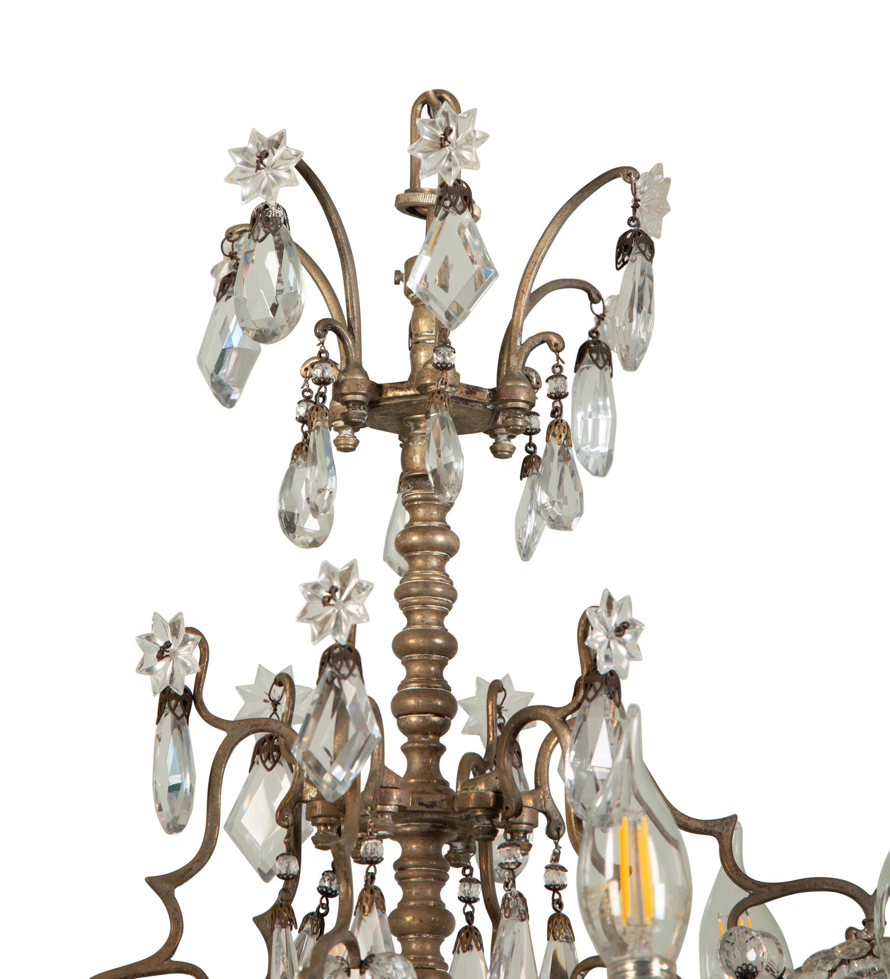 A Silvered Metal Six-Light Chandelier