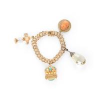 YELLOW GOLD AND MULTIGEM CHARM BRACELET