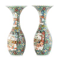 A Pair of Large Japanese Porcelain Baluster Vases