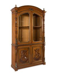 A French Renaissance Revival Mahogany and Marble-Inset Cabinet