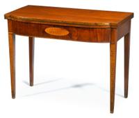 Federal inlaid mahogany card table massachusetts, circa 1800