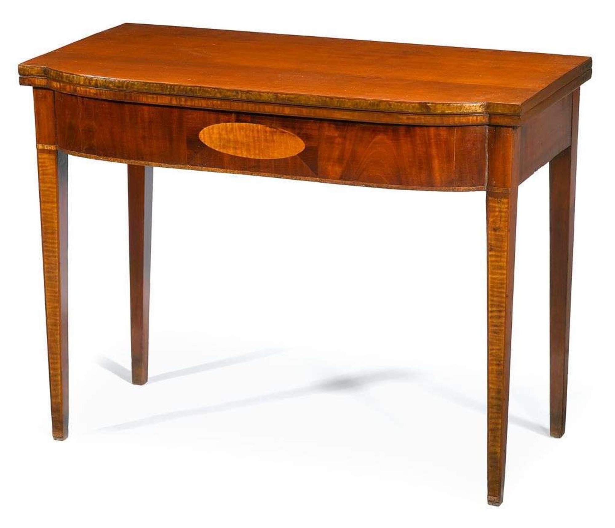 Federal inlaid mahogany card table massachusetts, circa 1800
