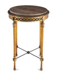 An Continental Gilt and Parcel Ebonized End Table