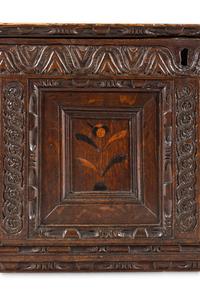 A Charles II Oak and Marquetry Blanket Chest