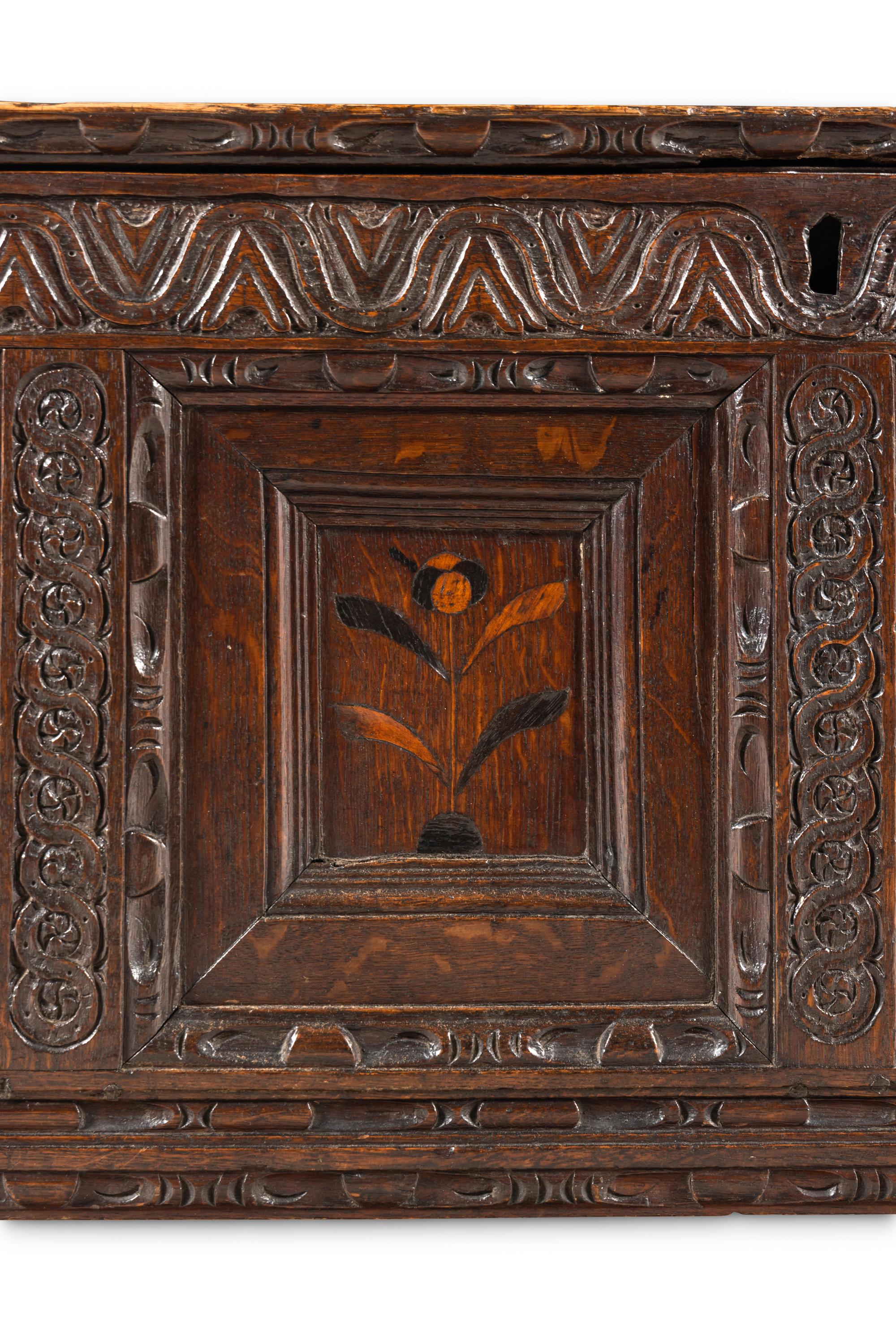 A Charles II Oak and Marquetry Blanket Chest