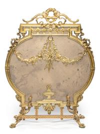 A Louis XVI Style Gilt Bronze Fire Screen