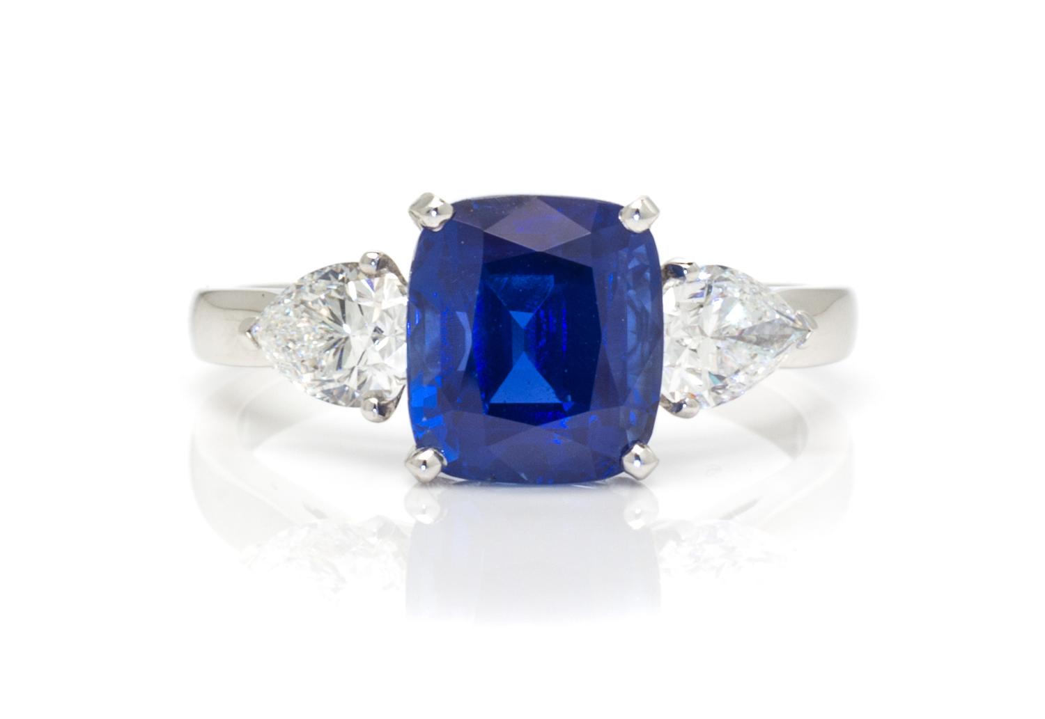 A Fine Platinum, Sapphire and Diamond Ring, 2.30 dwts.