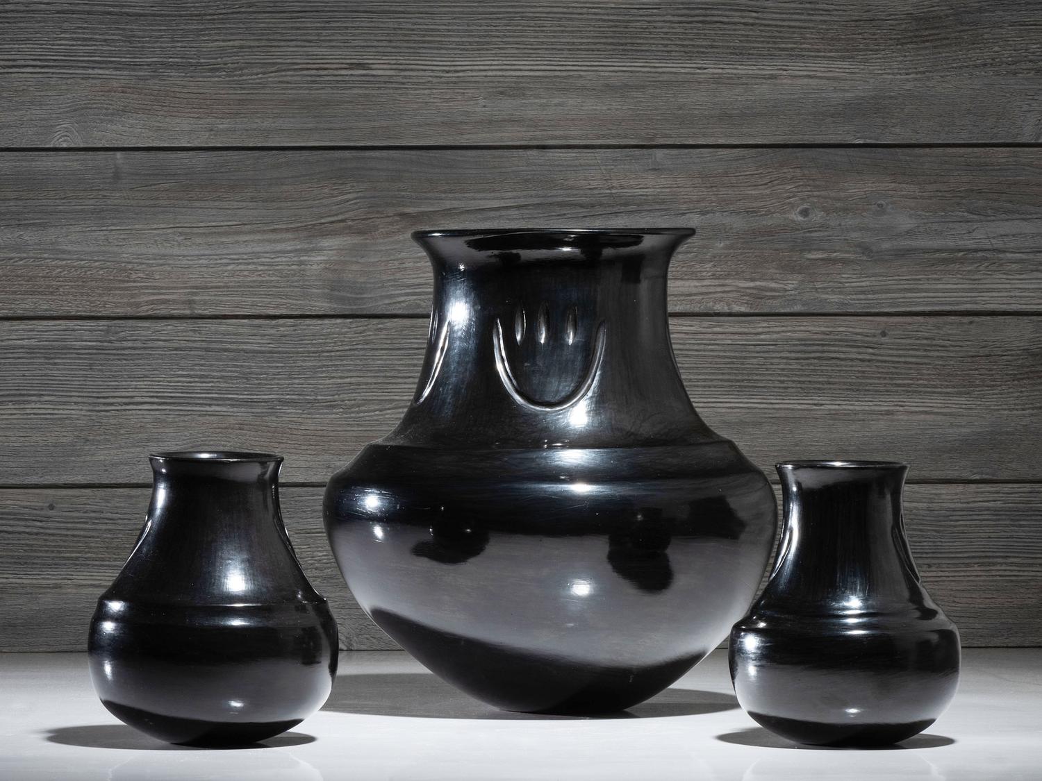 Blackware Pottery, with Bear Paws