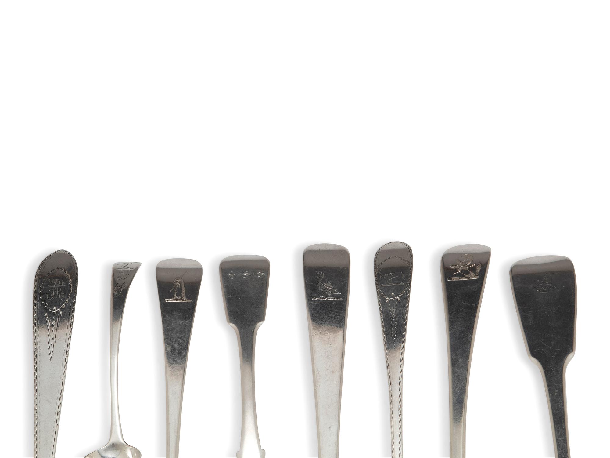 A Collection of Irish and English Silver Flatware Articles