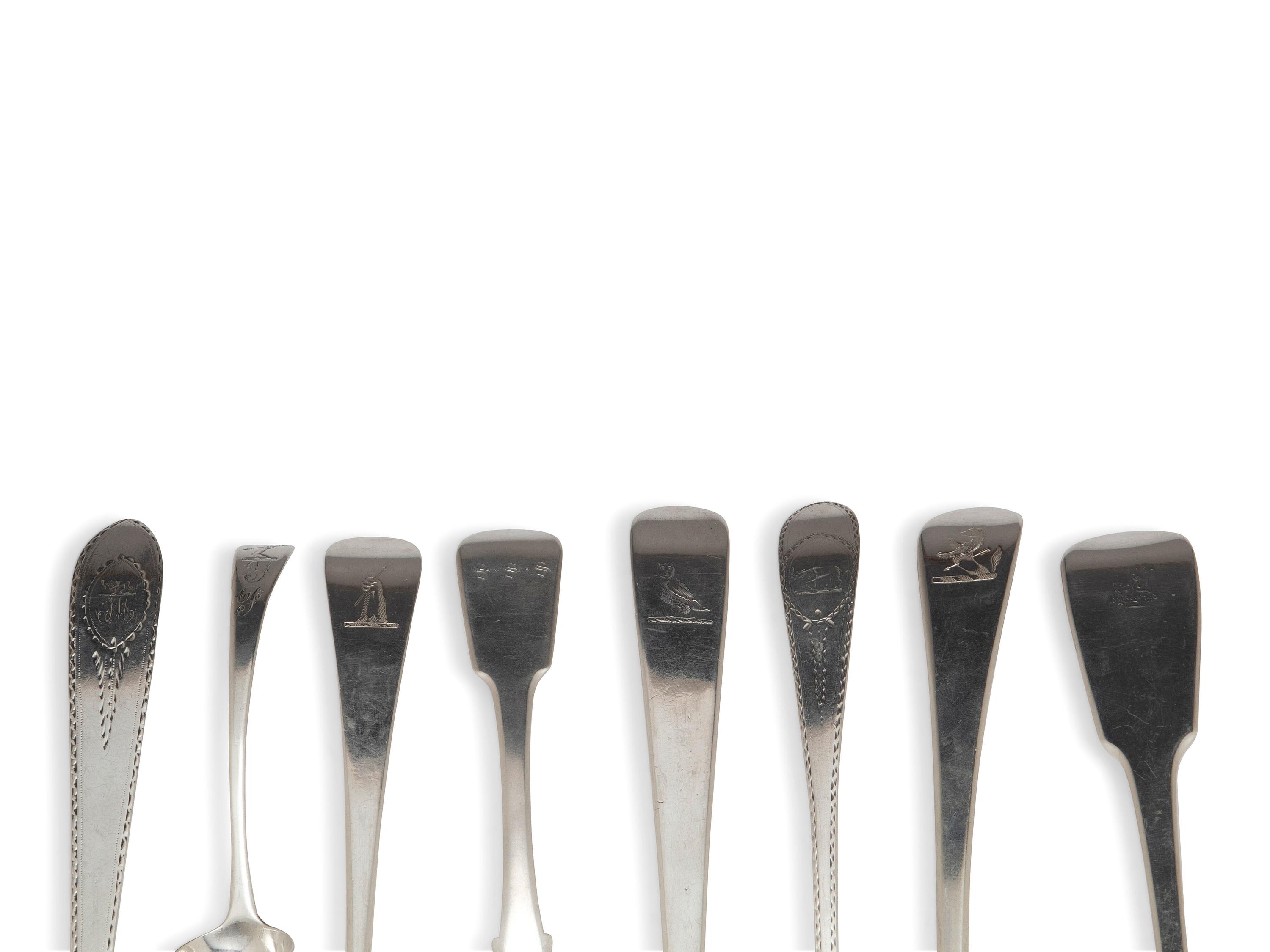 A Collection of Irish and English Silver Flatware Articles