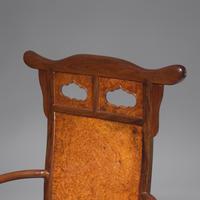 A Chinese Hardwood and Huamu Armchair, Fushouyi, Late 19th to 20th Century 晚清民國 硬木拼樺木扶手椅