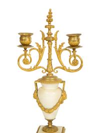 A French Gilt Bronze and Marble Three-Piece Clock Garniture — BARANCOURT, 19TH CENTURY